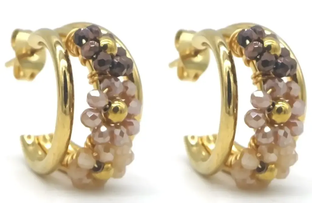 Musthaves oorbellen bloemen kralen goud
