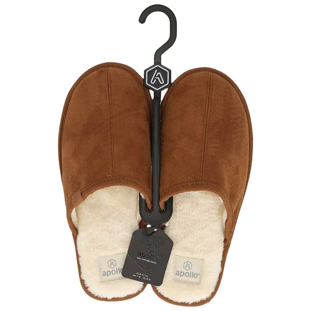 Apollo home slipper with fur cognac 