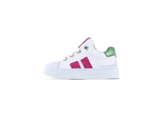Shoesme sneaker girl wit fuchsia groen
