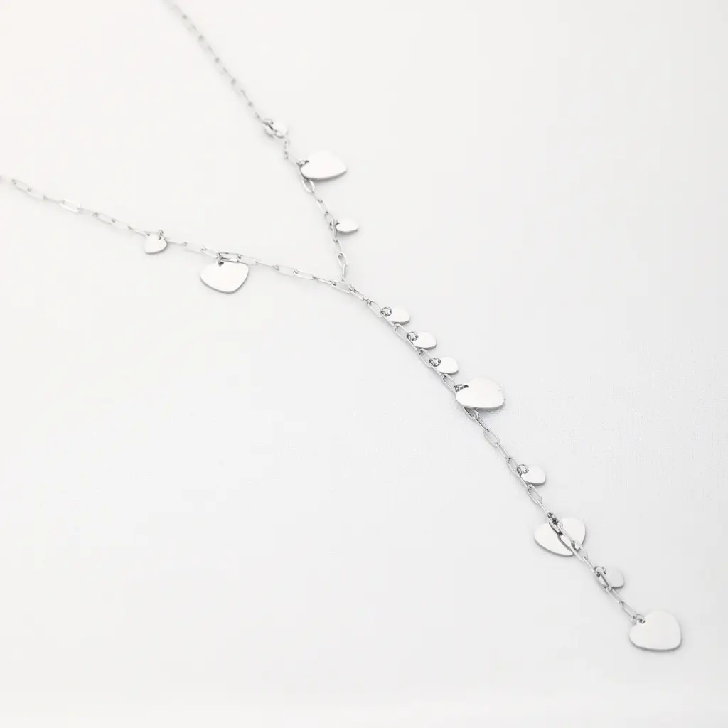 Michelle Bijou lange ketting hartjes zilver
