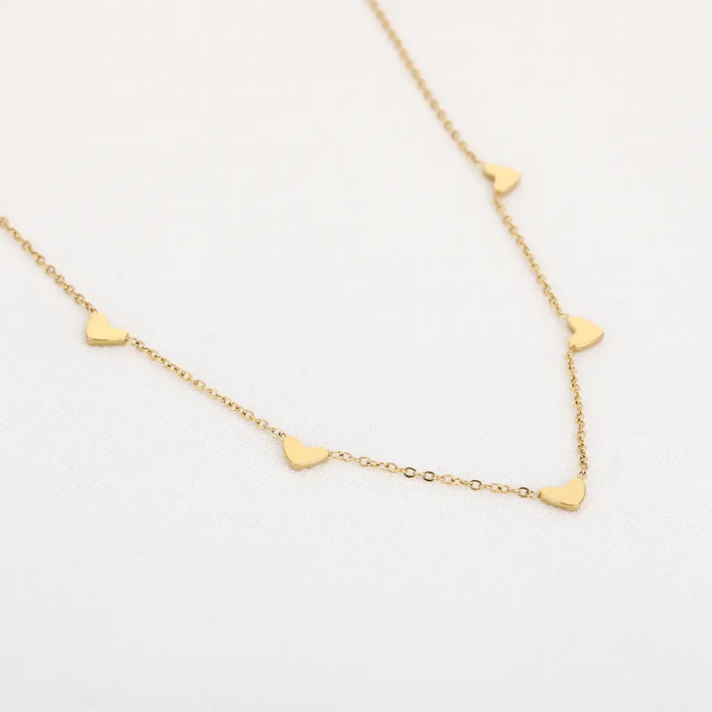 Michelle Bijou ketting v hartjes gold