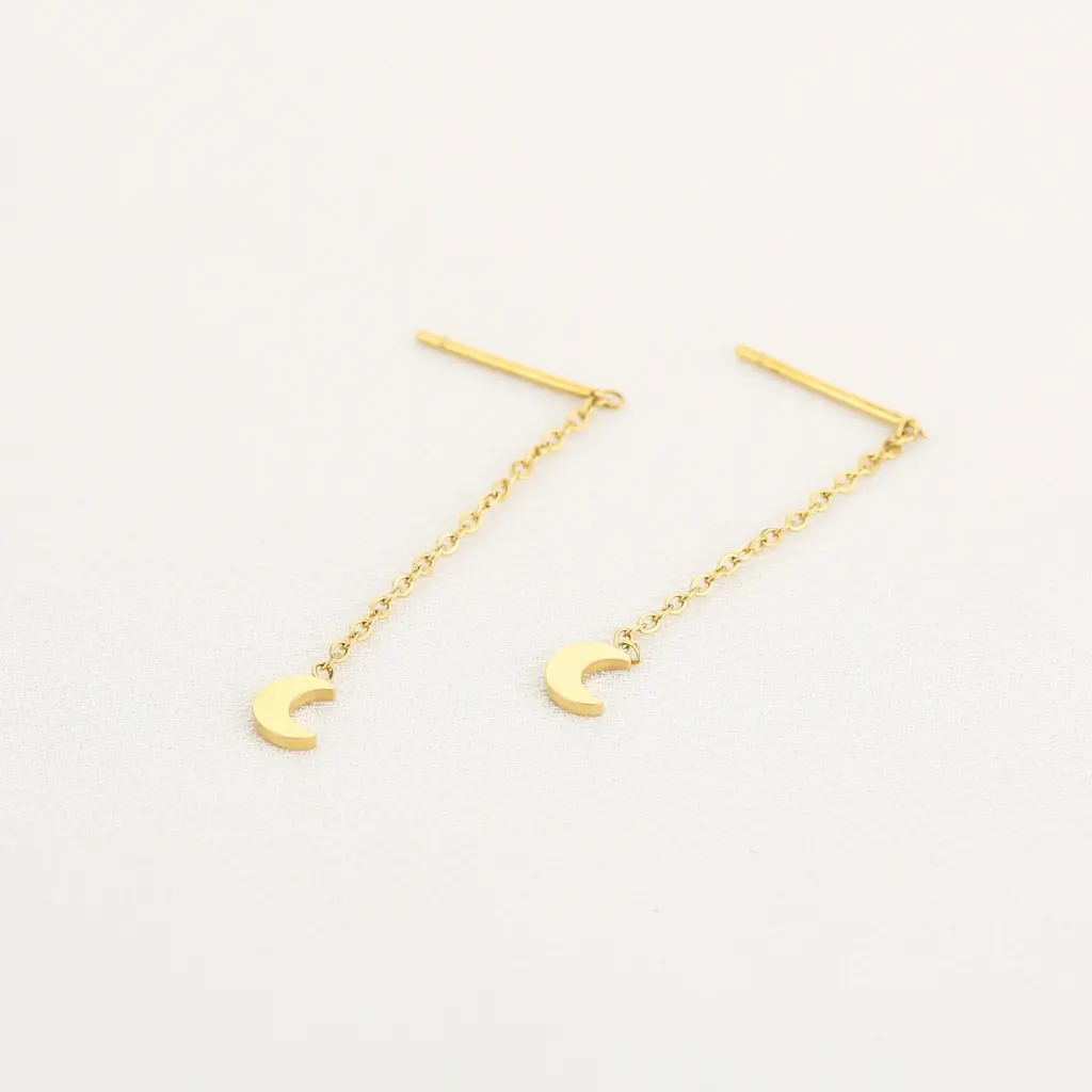 Michelle Bijou oorbellen maantjes (pull trough) gold