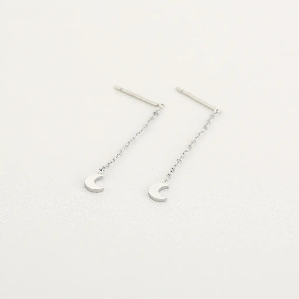 Michelle Bijou oorbellen maantjes (pull trough) zilver