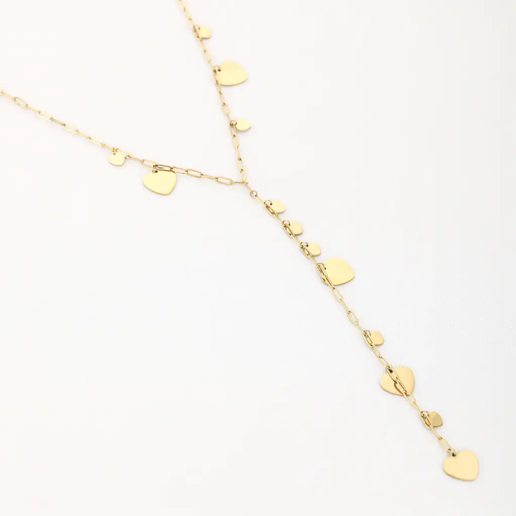 Michelle Bijou lange ketting hartjes goud