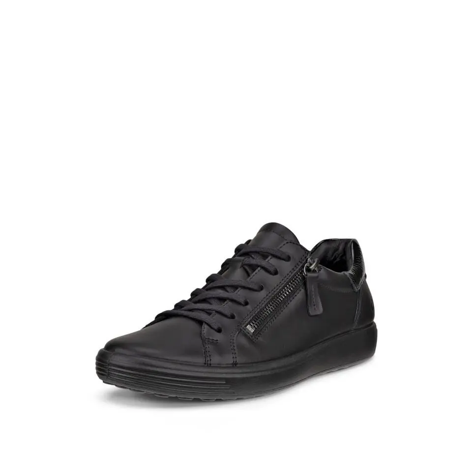 ECCO soft 7 side zip lace - black