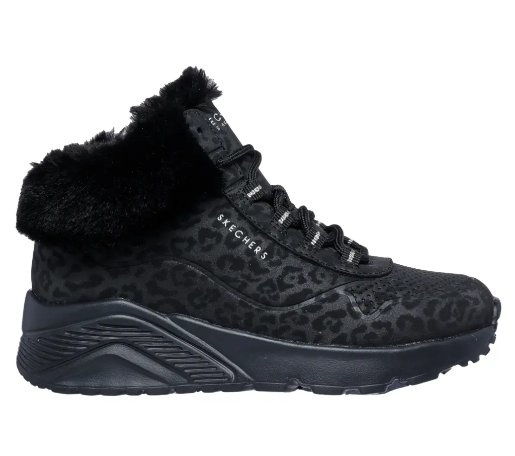 Skechers girls hoge sneaker bont - zwart