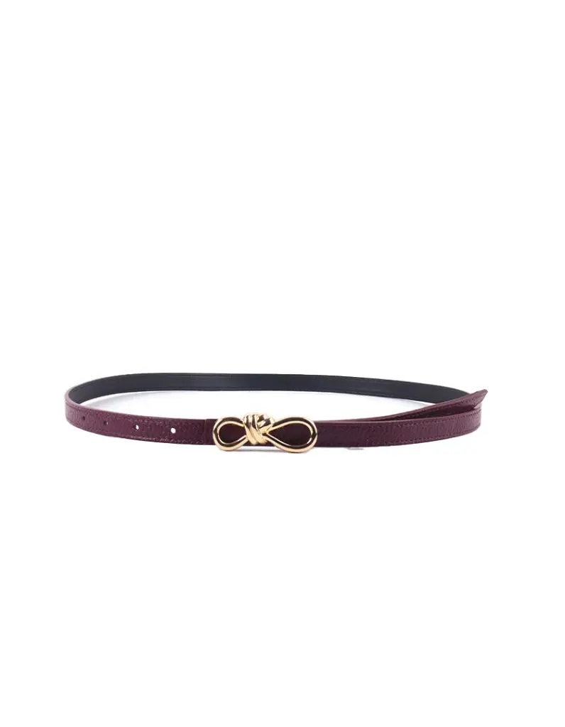 Giuliano lederen riem met strik - bordeaux 105cm