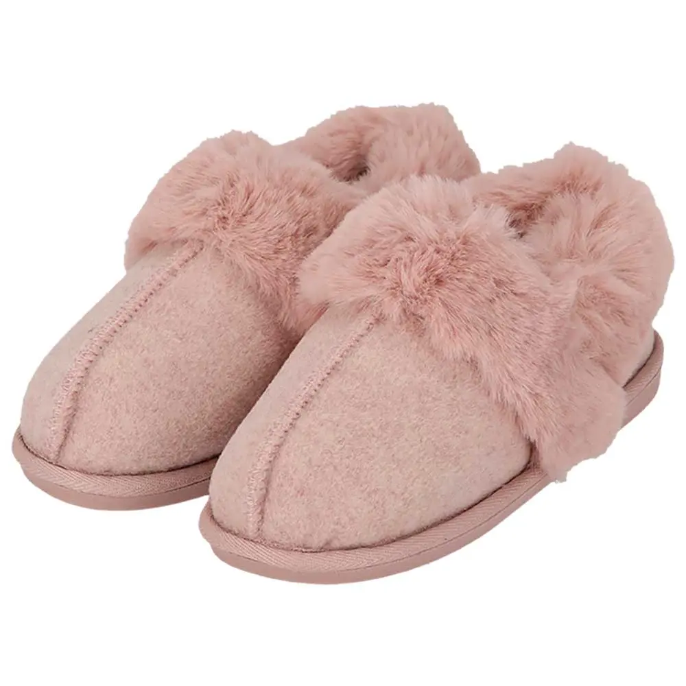 apollo ladies home boots felt+fur pink