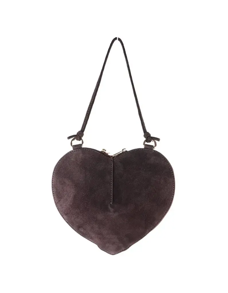 Giuliano suede heart schoudertas - koffie