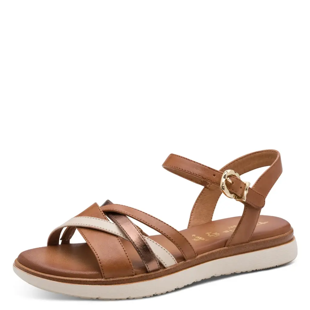 Tamaris comfort sandaal - cognac comb