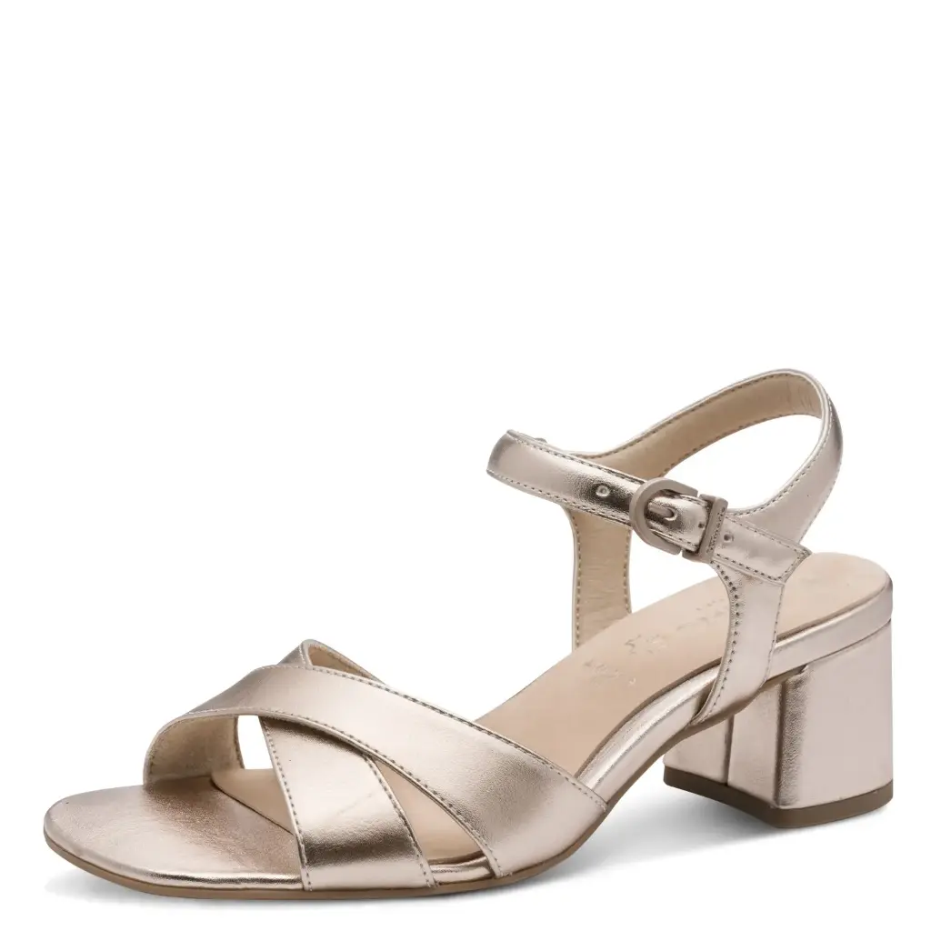 Tamaris comfort sandaal met hak - light gold