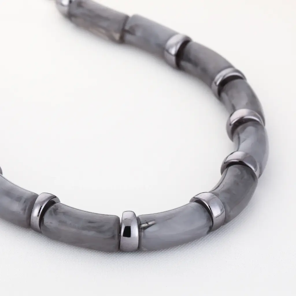 Michelle Bijou grove ketting - grijs