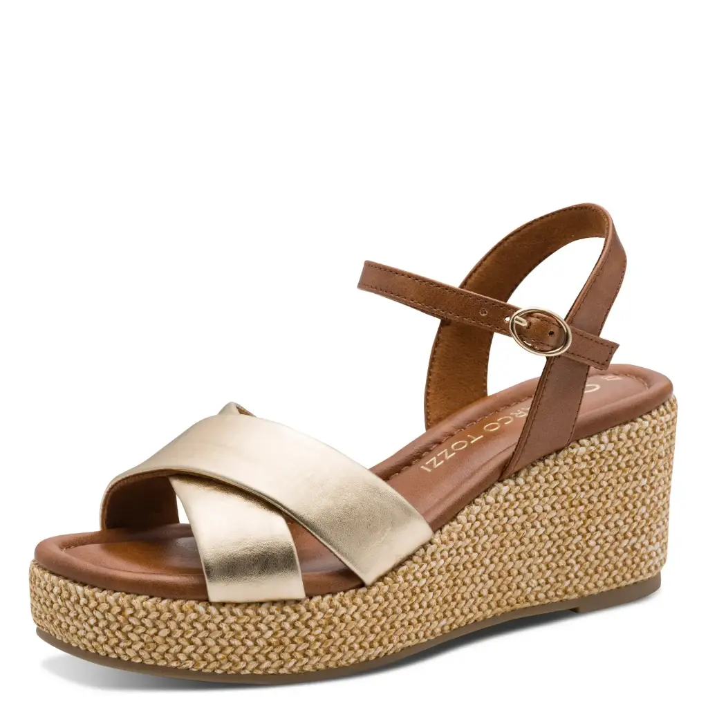 Marco Tozzi sandaal met sleehak - gold comb