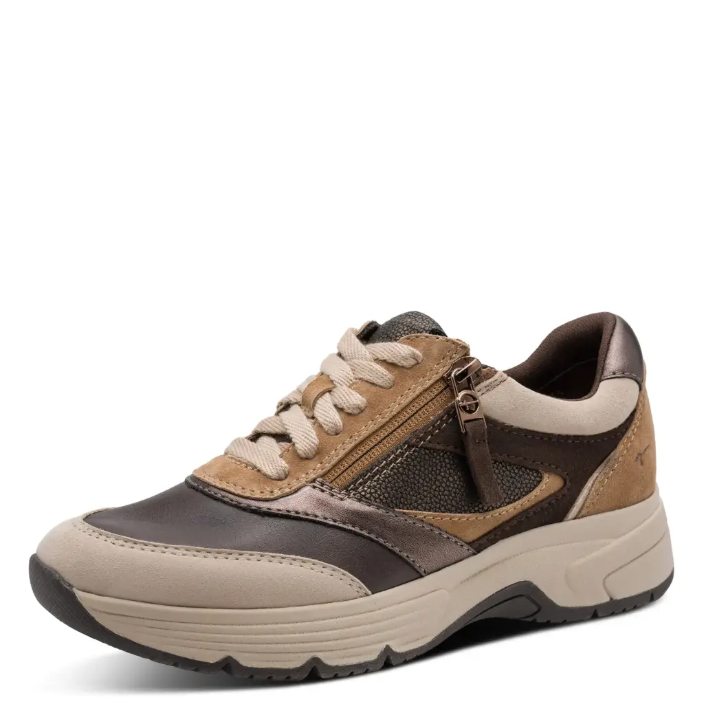 Tamaris wide-fit sneaker - camel comb.
