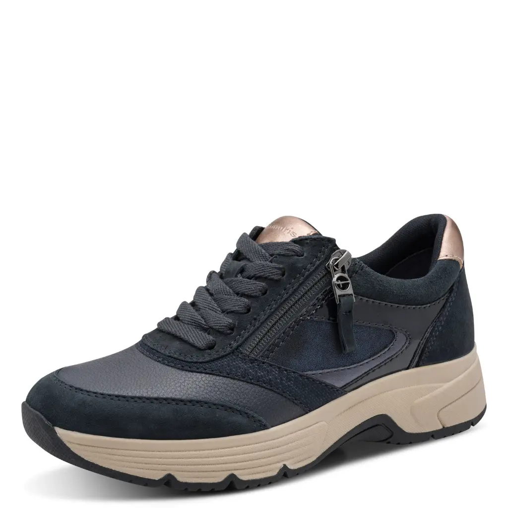 Tamaris wide-fit sneaker - navy comb.