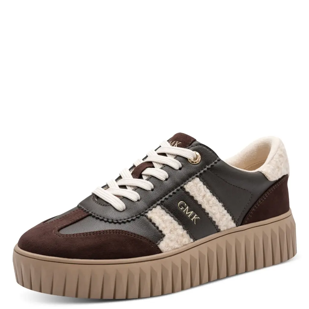 Marco Tozzi sneaker met teddy - mocca