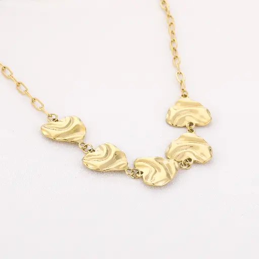 [JE16730] Michelle Bijou ketting wavy hearts gold