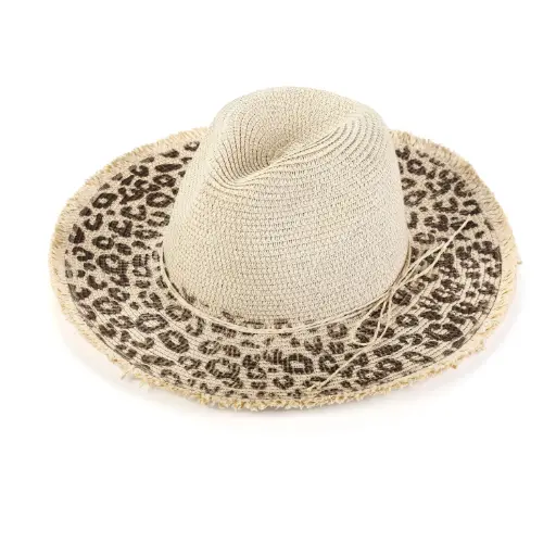 Michelle zomer hoed panter beige