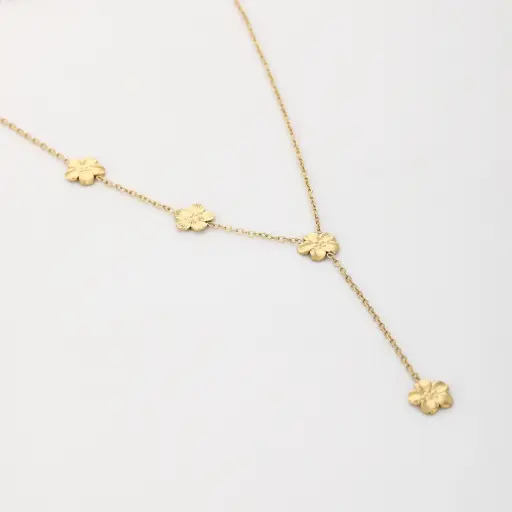 [JE18257] Michelle Bijou ketting bloemetjes- gold 