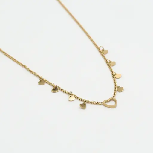 [je13639] Michelle Bijou ketting kleine hartjes gold