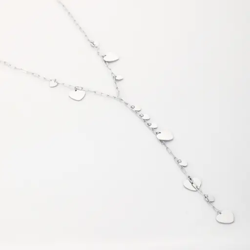 [JE18258] Michelle Bijou lange ketting hartjes zilver