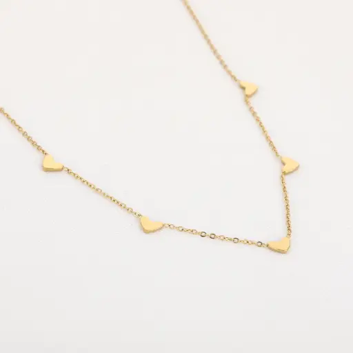 Michelle Bijou ketting v hartjes gold