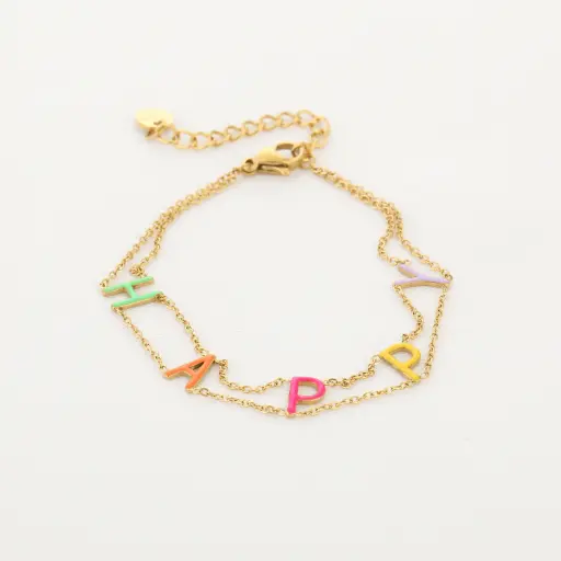 [JE15946] Michelle Bijou armband HAPPY gold