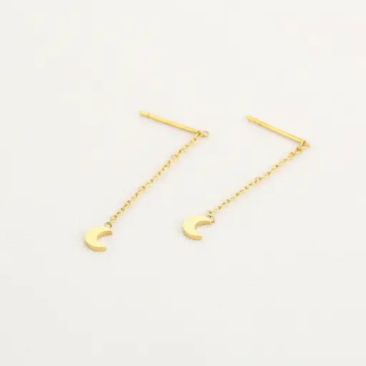 [je14631] Michelle Bijou oorbellen maantjes (pull trough) gold