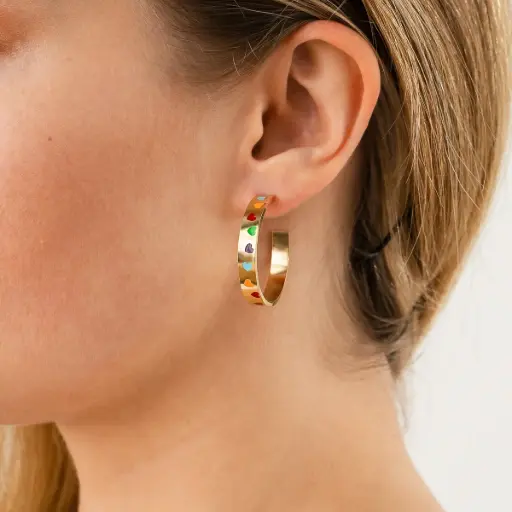 [je15843] Michelle Bijou oorbellen ringen hartjes rainbow