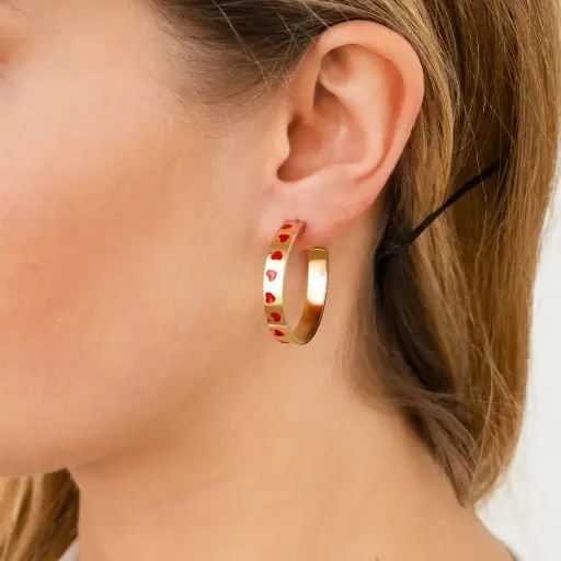 Michelle Bijou oorbellen ringen hartjes red