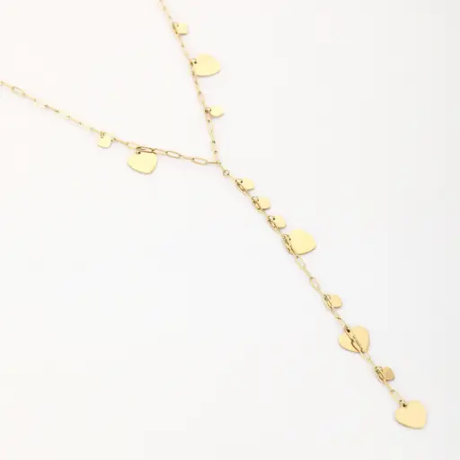 Michelle Bijou lange ketting hartjes goud