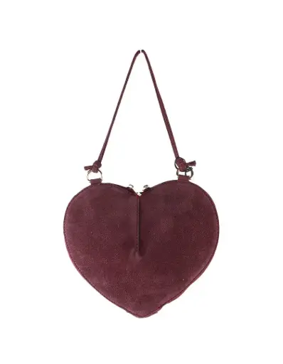 Giuliano suede heart schoudertas - bordeaux