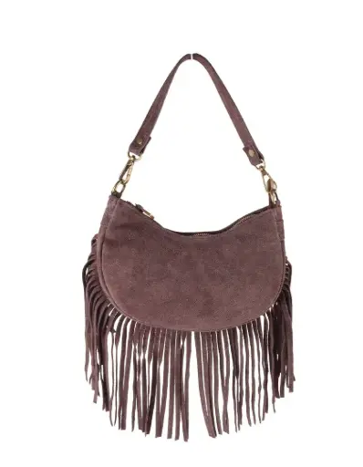 Giuliano suede franjes - koffie