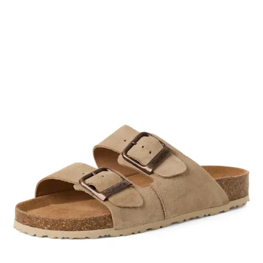 Tamaris slipper dubbele gesp - beige (leather) 