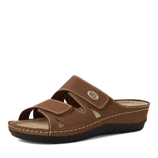 Marco Tozzi slipper dubbele band - taupe