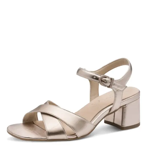 Tamaris comfort sandaal met hak - light gold
