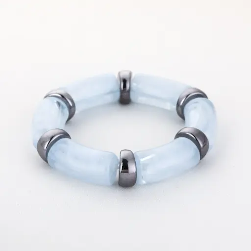 [JE18303] Michelle Bijou grove armband - lichtblauw  
