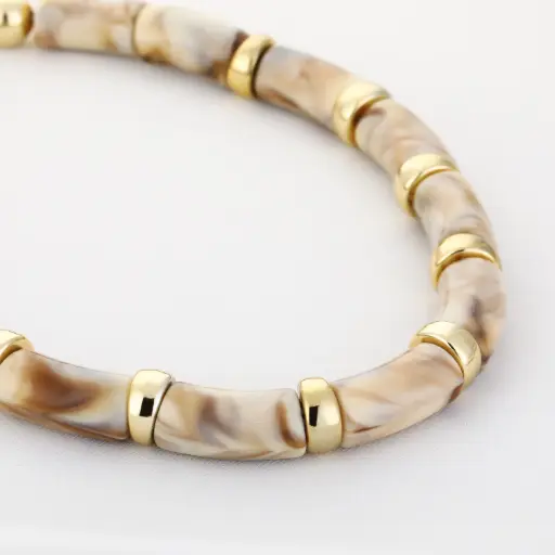 [JE18302] Michelle Bijou grove ketting - beige