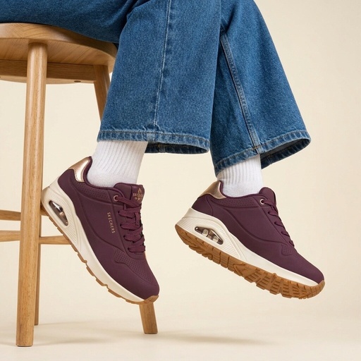 Skechers dames uno golden air - wine 